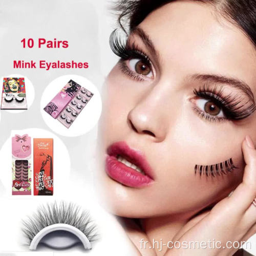 2019 nouveaux 10 paires 3D faux faux vison 100 prolongements de cils instantanés de cheveux humains